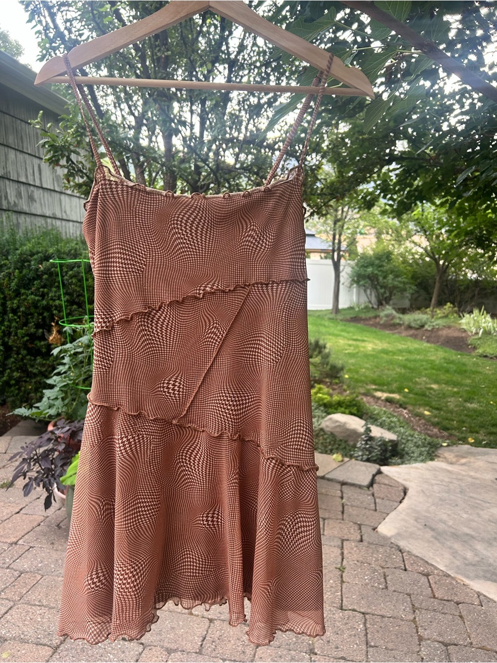 Urban Outfitters Brown Gingham Slip Dress